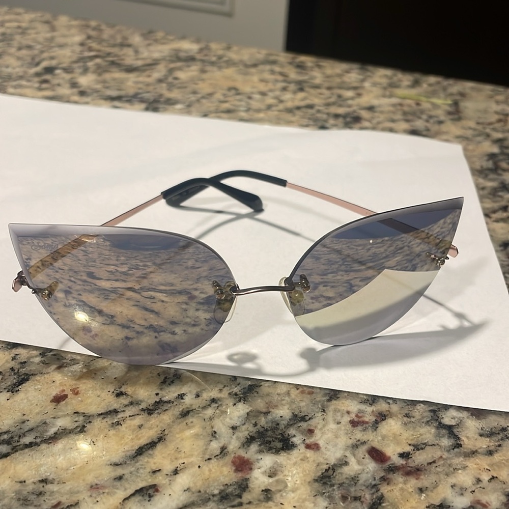 Sama, Cat Eye Titanium Sunglass, mirrored lens